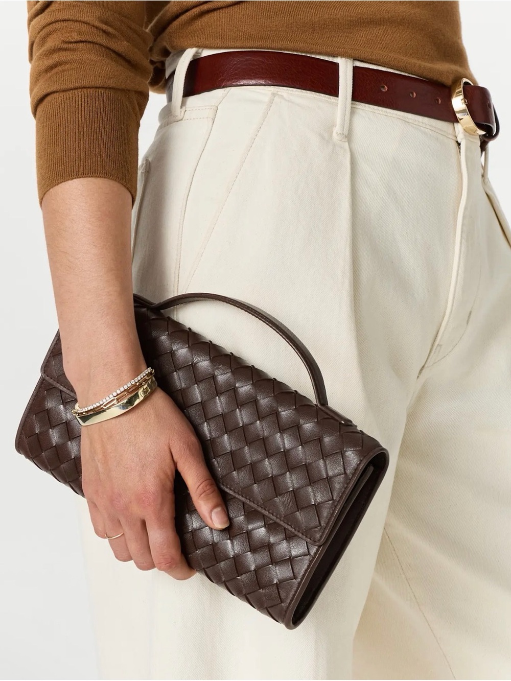 Quince NWOT Eloise Handwoven Clutch in Dark Brown 1339 - Picture 4 of 13